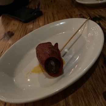 Cafe Ba-Ba-Reeba! - Chorizo Wrapped Medjool Date & Manchego Cheese - Spanish Near Me - Chicago, Illinois Cafe Ba-Ba-Reeba! - Chorizo Wrapped Medjool Date & Manchego Cheese - Spanish Near Me - Chicago, Illinois