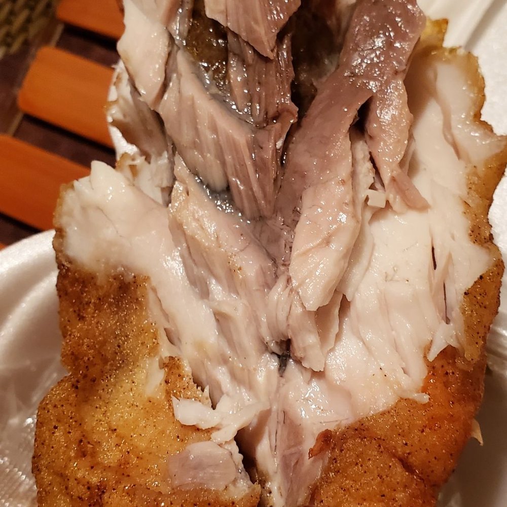 Graham & Rollins - Inside of fried red snapper- bad smelling old fish $13 thrown out to sea. Disgusting! - Seafood Near Me - Hampton, Virginia