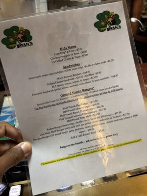 Menu photo 5 Ryan's Saloon & Broiler Reno, NV