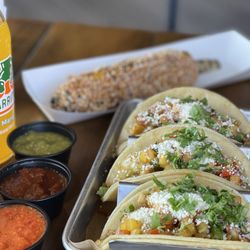 Las Aves Taco Market - Shrimp and chorizo tacos