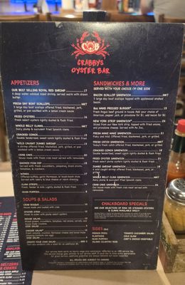 Menu photo 1 Crabby's Oyster Bar Jensen Beach, FL Menu photo 1 Crabby's Oyster Bar Jensen Beach, FL