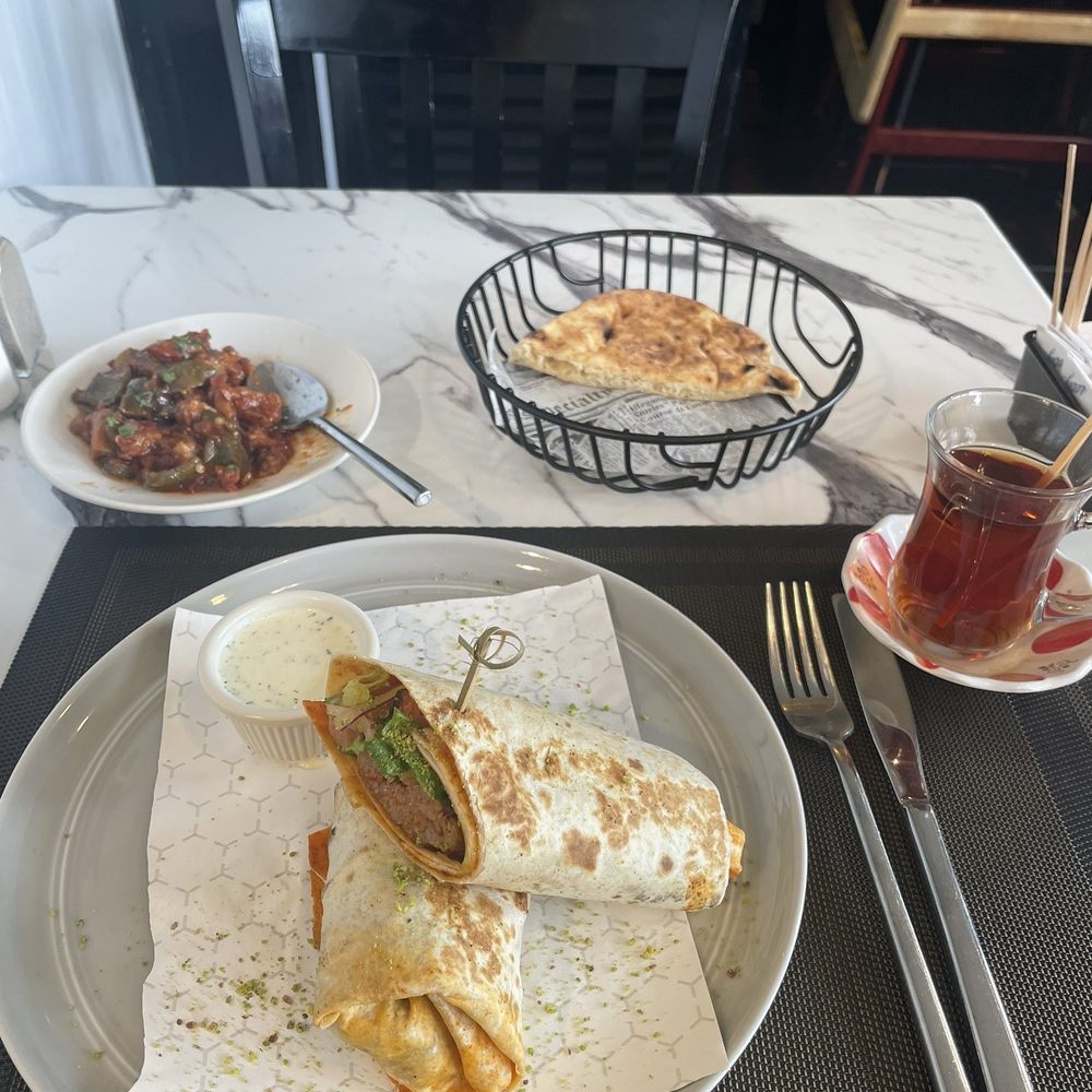 Halva Mediterranean Grill - Antep Kebab Wrap, Eggplant Sauce - Turkish Near Me - Watertown, Massachusetts