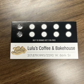 Lulu's Coffee & Bakehouse - Stamp card - Bakeries Near Me - Indianapolis, Indiana