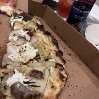 La Casina - Montesacro Pinsa (Lamb sausage, potato, artichoke, motz, rosemary and chili olive oil) - Pizza Near Me - Washington, DC, District of Columbia La Casina - Montesacro Pinsa (Lamb sausage, potato, artichoke, motz, rosemary and chili olive oil) - Pizza Near Me - Washington, DC, District of Columbia