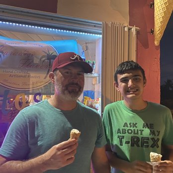 Paradise Flavors - Hubby and son loving their ice cream! - Ice Cream & Frozen Yogurt Near Me - Marathon, Florida