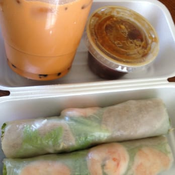 Mr Pho - Thai tea w/Boba and fresh shrimp&pork spring rolls, $6 - Vietnamese Near Me - Oceanside, California Mr Pho - Thai tea w/Boba and fresh shrimp&pork spring rolls, $6 - Vietnamese Near Me - Oceanside, California
