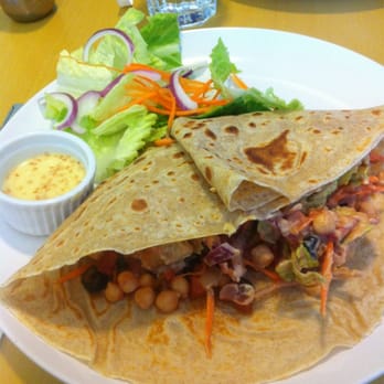 Blossom Bee - The Caribbean crepe with hummus, garbanzo beans, salsa, and lots of veggies! - Creperies Near Me - Dublin, California Blossom Bee - The Caribbean crepe with hummus, garbanzo beans, salsa, and lots of veggies! - Creperies Near Me - Dublin, California