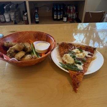 Glide - 6 piece lemon pepper wings and hot honey burrata slice - Pizza Near Me - Decatur, Georgia Glide - 6 piece lemon pepper wings and hot honey burrata slice - Pizza Near Me - Decatur, Georgia