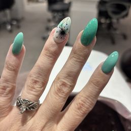 Dip nail manicure with design