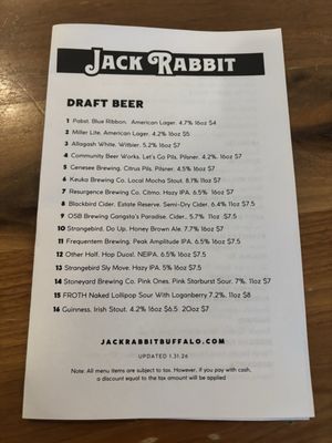 Menu photo 6 Jack Rabbit Buffalo, NY