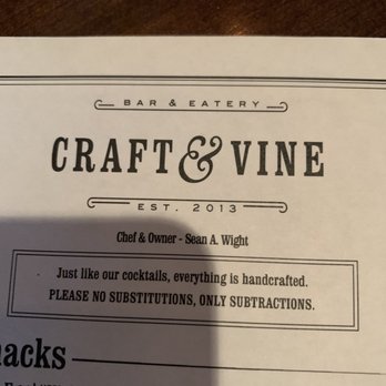 Craft & Vine - Part of the menu, Name of restaurant - Tapas Bars Near Me - Augusta, Georgia