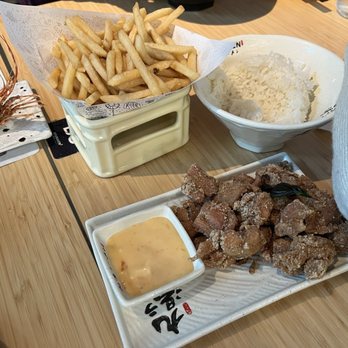 Super Kyuramen - Popcorn chicken, fries(plain), rice Overpriced - Izakaya Near Me - Herndon, Virginia Super Kyuramen - Popcorn chicken, fries(plain), rice Overpriced - Izakaya Near Me - Herndon, Virginia
