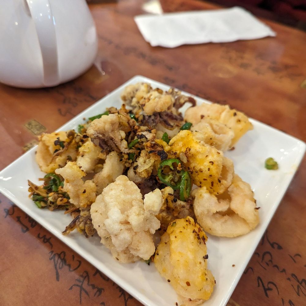 Dim sum fried calamari, so salty, crunchy, and good Dim sum fried calamari, so salty, crunchy, and good