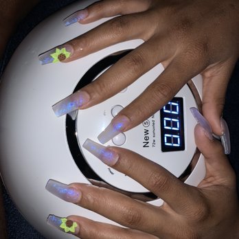 UrsTruly Nails - Medium full set, matte glitter w/ 3D sunflower - Nail Technicians Near Me UrsTruly Nails - Medium full set, matte glitter w/ 3D sunflower - Nail Technicians Near Me