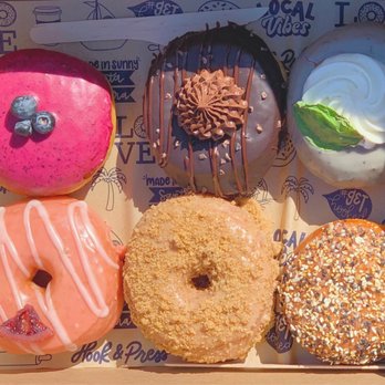 Hook And Press Donuts - Blueberry Pancake, Chocolate 4 Ways, Coastal Fog, Blood Orange, Cinnamon Crumb, Everything Bagel ⋅ Mosaic Locale - Santa Barbara, California - Donuts Near Me - Santa Barbara, California