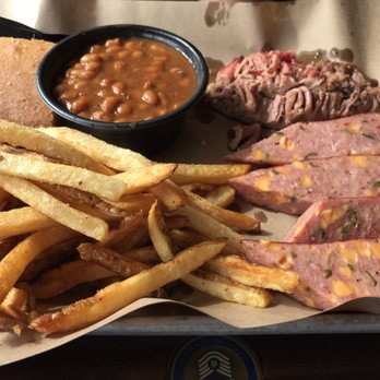 Mission Bbq - Brisket & Jalapeño and Cheese Sausage with Baked Beans and Fries - Barbeque Near Me - Tallahassee, Florida Mission Bbq - Brisket & Jalapeño and Cheese Sausage with Baked Beans and Fries - Barbeque Near Me - Tallahassee, Florida