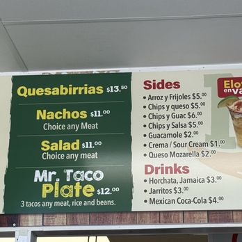 Mr. Taco - Inside menu again just different section. - Mexican Near Me - Centennial, Colorado