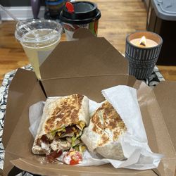 Misericordia Hearts & Flour Bakery & Cafe - Chicken bacon wrap, Junbug Ginger Kombucha, cappuccino. All perfect!