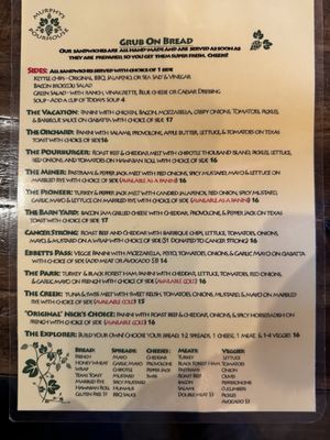 Menu photo 4 Murphys Pourhouse Murphys, CA