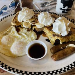 Bread Pudding French Toast (with eggs & sausage added). YUM!