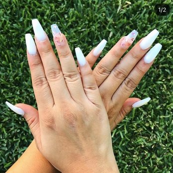 Diamond Lashes & Nails - Butterfly WhitePowder AcrylicNails - Nail Salons Near Me - Whittier, California