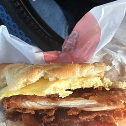 Jack's Family Restaurant - Chicken biscuit with egg. More like rawhide biscuit with egg.