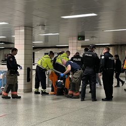 Islington Station - Buddy can't handle his high... so subway shuts down, thanks.  Respect to EMS, FIRE.. tough job!!!