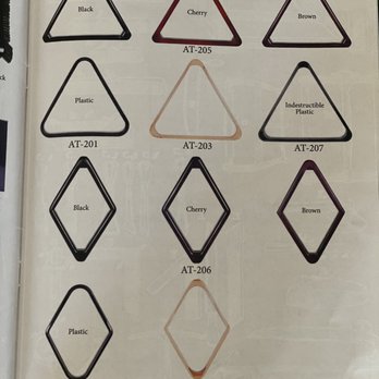 Triple Cue Billiards - different colors of triangle & diamond rack - Pool & Billiards Near Me - Carmichael, California Triple Cue Billiards - different colors of triangle & diamond rack - Pool & Billiards Near Me - Carmichael, California