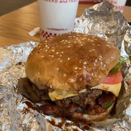 Little Bacon Cheeseburger all the Way Add A-1 Sauce and Jalapeños Little Bacon Cheeseburger all the Way Add A-1 Sauce and Jalapeños