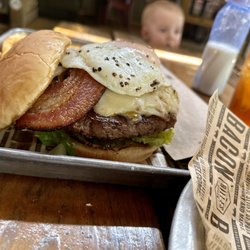 Bill-E's Pork Belly Blended Burger * +added bacon :)