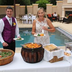 Chef To Go Catering - George at Sandy at their wedding, excited to enjoy Chef Daniel's amazing meal!!