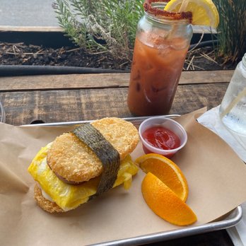 Midtown Spirits - Breakfast Musubi and a Bloody Mary with the Dill Pickle infused vodka - Bars Near Me - Sacramento, California Midtown Spirits - Breakfast Musubi and a Bloody Mary with the Dill Pickle infused vodka - Bars Near Me - Sacramento, California