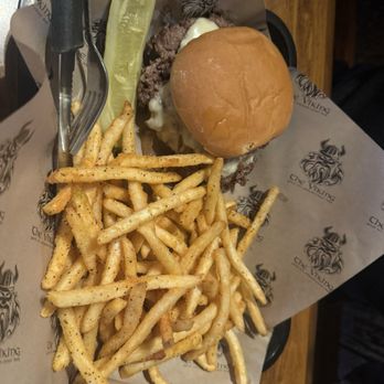 The Viking - Double smash burger with fries - Cocktail Bars Near Me - Spokane, Washington The Viking - Double smash burger with fries - Cocktail Bars Near Me - Spokane, Washington
