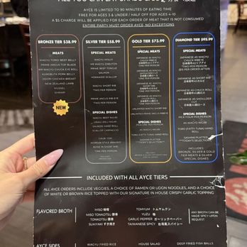 Miyabi Shabu And Grill - AYCE menu as of 2/24/26 - Japanese Near Me - Irvine, California