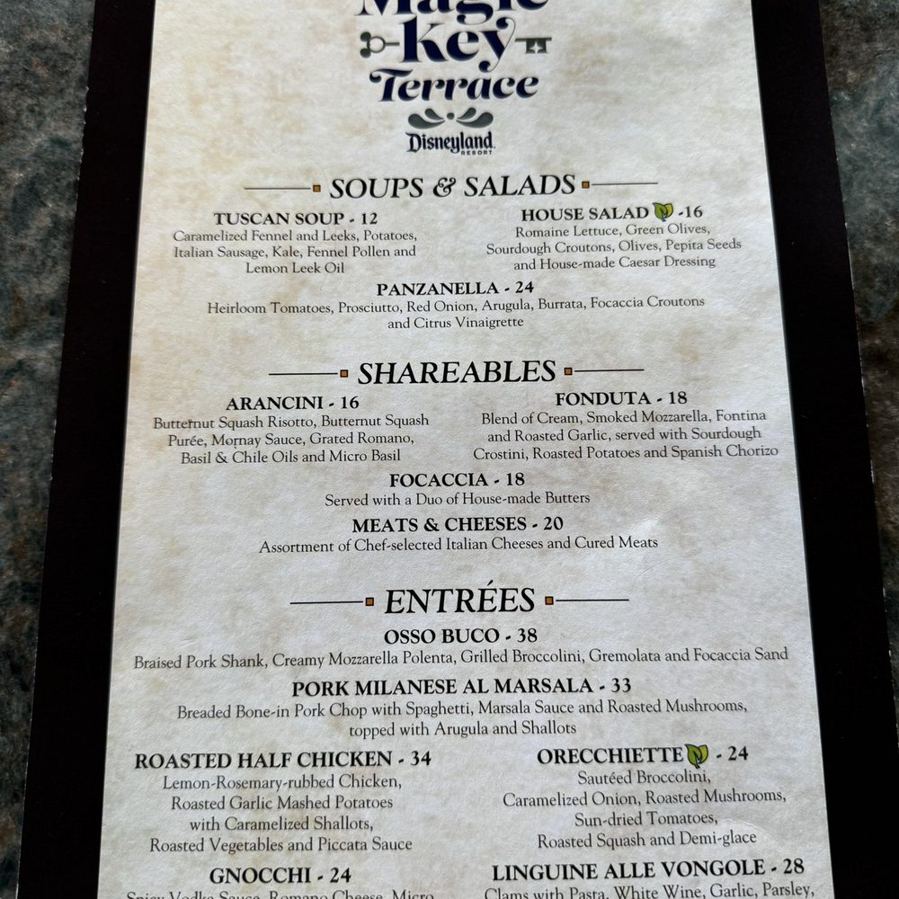 Magic Key Terrace - Magic Key Holder Dining - The menu - Wine Bars Near Me - Anaheim, California