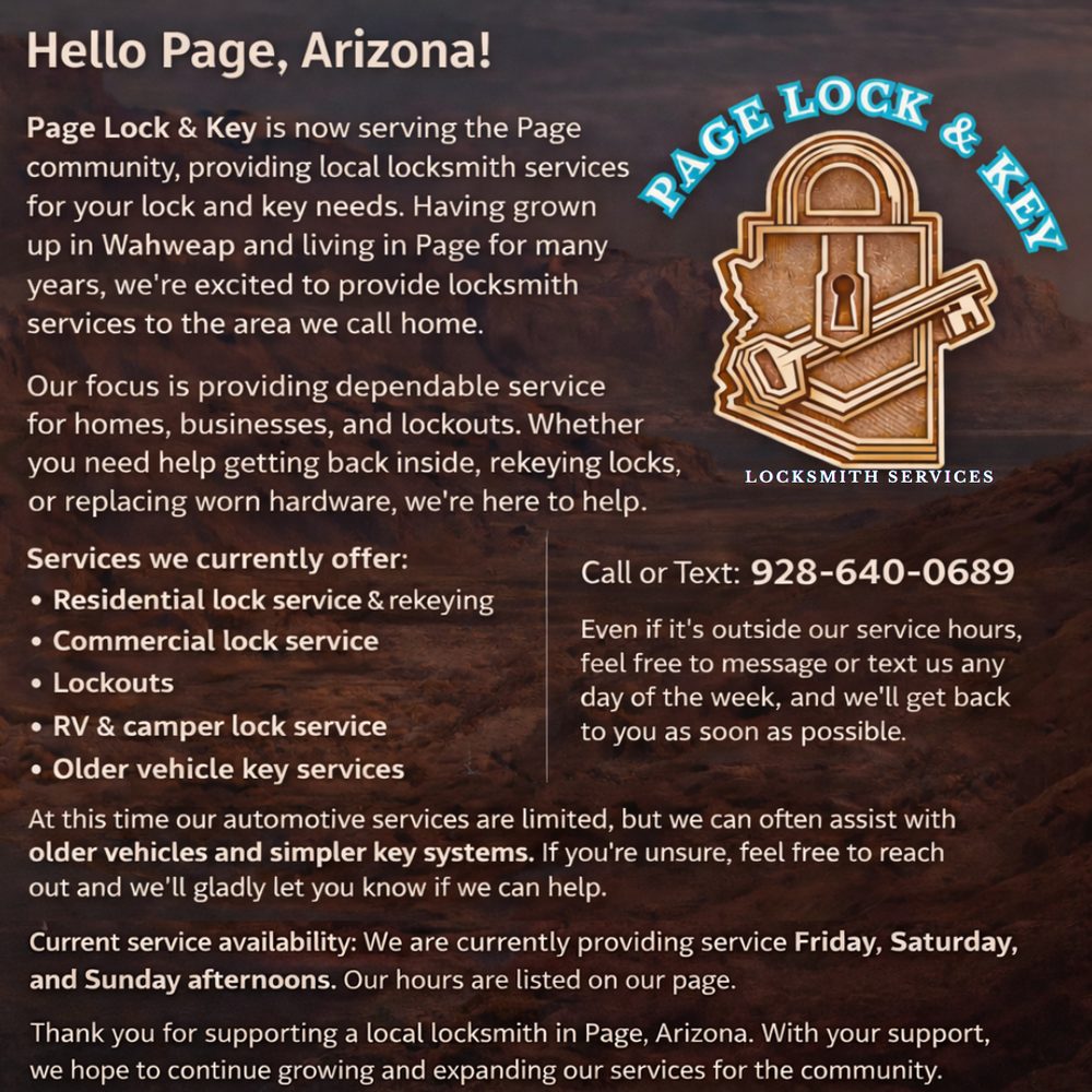 PAGE LOCK & KEY - Updated May 2026 - Request a Quote - Page, Arizona ...