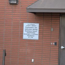 LA County Library - Angelo M Iacoboni Library - Customers are welcome during business hours, but trespassing, weapons, and loitering are prohibited by law