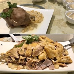 Stuffed pig stomach with chicken soup, chicken is then removed from the pig stomach and served separately as a 2nd dish Stuffed pig stomach with chicken soup, chicken is then removed from the pig stomach and served separately as a 2nd dish