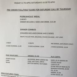 PORKAHOLICS BBQ - To go menu