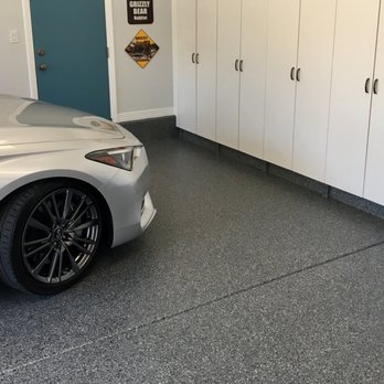 GoEpoxy - The cabinetry, painted walls, baseboard and epoxy floor give the garage a completely different feel - it's not like a garage anymore. - Flooring Near Me GoEpoxy - The cabinetry, painted walls, baseboard and epoxy floor give the garage a completely different feel - it's not like a garage anymore. - Flooring Near Me