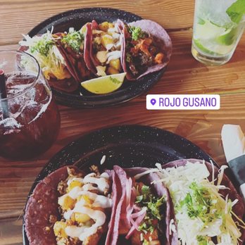 Rojo Gusano - Chorizo con papa taco, pork belly taco, Baja fish taco, Jamaica agua fresca, mojito, shrimp taco, Korean BBQ taco - Mexican Near Me - Chicago, Illinois