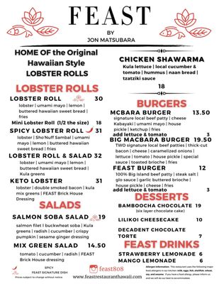 Menu photo 1 Feast Honolulu, HI