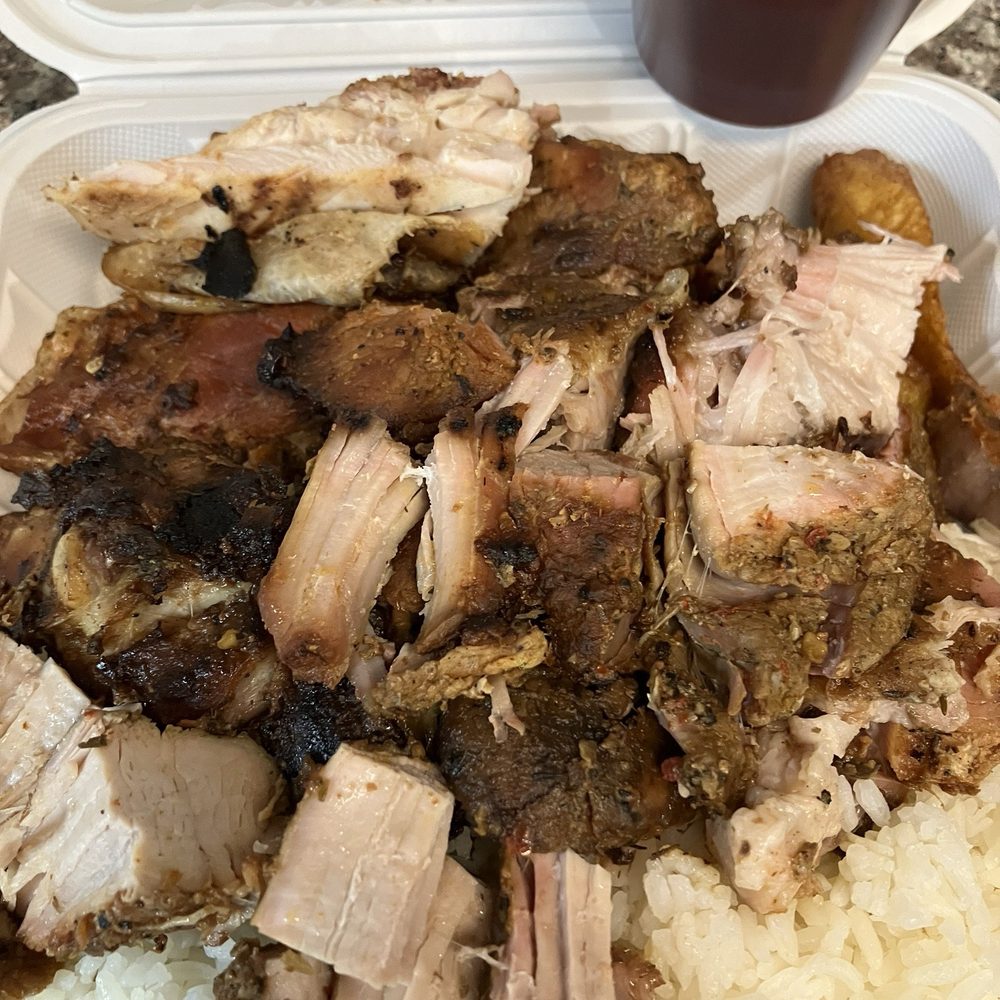 Walkers Caribbean Grill - Jerked Chicken and Pork Combo w/o sauce - Seafood Near Me - Ewing Township, New Jersey Walkers Caribbean Grill - Jerked Chicken and Pork Combo w/o sauce - Seafood Near Me - Ewing Township, New Jersey