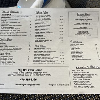 Big B’s Fish Joint - Menu - Part 1 of 2. - Seafood Near Me - Atlanta, Georgia Big B’s Fish Joint - Menu - Part 1 of 2. - Seafood Near Me - Atlanta, Georgia