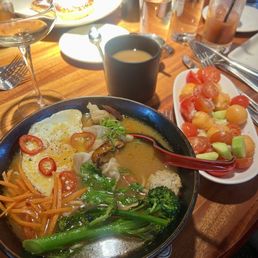 breakfast ramen and melon salad breakfast ramen and melon salad