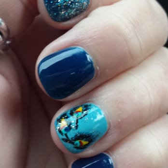 Organic Day Spa - Peacock feather nails for Clue party (hand painted detaulsr). Yup, I was Mrs. Peacock. :) - Day Spas Near Me - Austin, Texas
