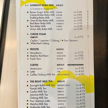 Sunright Tea Studio - Sunnyvale - Menu - Bubble Tea Near Me - Sunnyvale, California