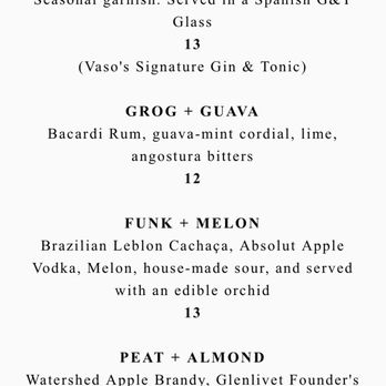 VASO - Cocktail Menu August 2020 - Cocktail Bars Near Me - Dublin, Ohio