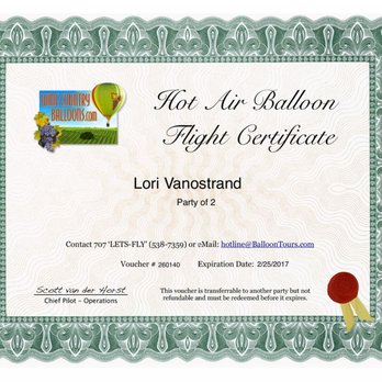 Wine Country Balloons - here is "my" flight certificate to use on a future flight... Again not my name and was from 2017! - Hot Air Balloons Near Me - Santa Rosa, California Wine Country Balloons - here is "my" flight certificate to use on a future flight... Again not my name and was from 2017! - Hot Air Balloons Near Me - Santa Rosa, California