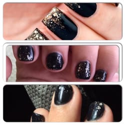 Happy Nail & Spa - The top is what I asked for (without acrylic) and the bottom and middle is what I received.